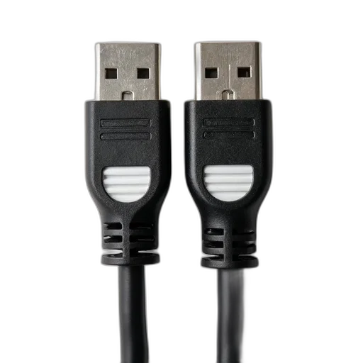 3d render, pair, black, computer, cables, white, label, connectors transparent PNG cut-out