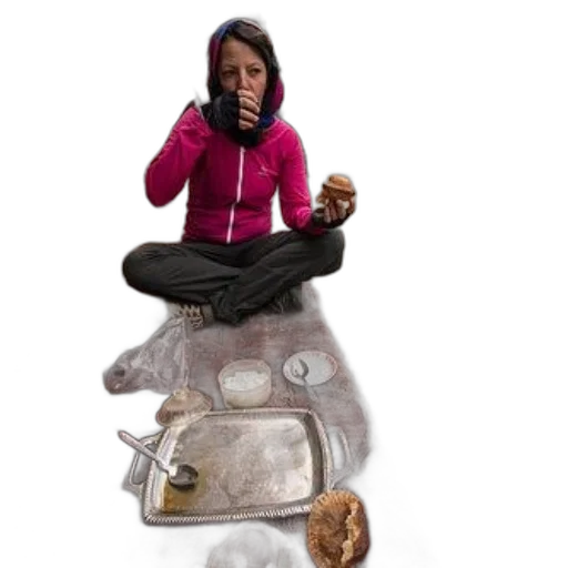 animal, concept art, photorealistic, 3d render, person, pink, jacket, sits transparent PNG cut-out