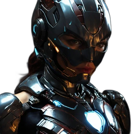 mask, robot, face, jewelry, comic book art, 3d render, concept art, photorealistic transparent PNG cut-out