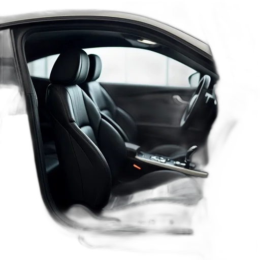 car, 3d render, interior, door, open, showing, black, leather transparent PNG cut-out