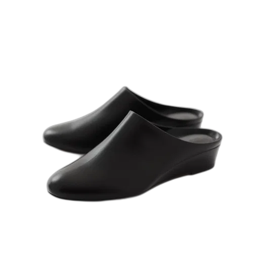 shoes, image, black, wedge, slippers, white, background transparent PNG cut-out