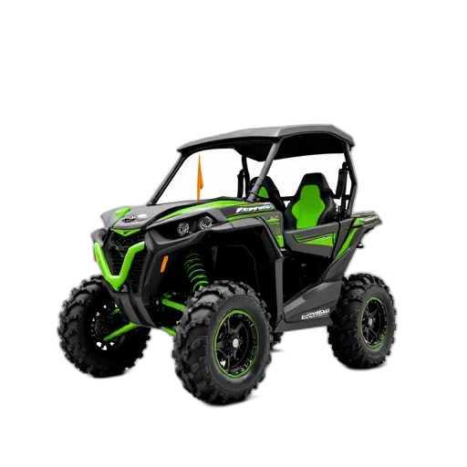car, 3d render, photorealistic, concept art, black, green, polaris, all-terrain transparent PNG cut-out