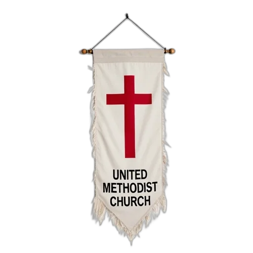 white, banner, red, cross, center, words, united, methodist transparent PNG cut-out