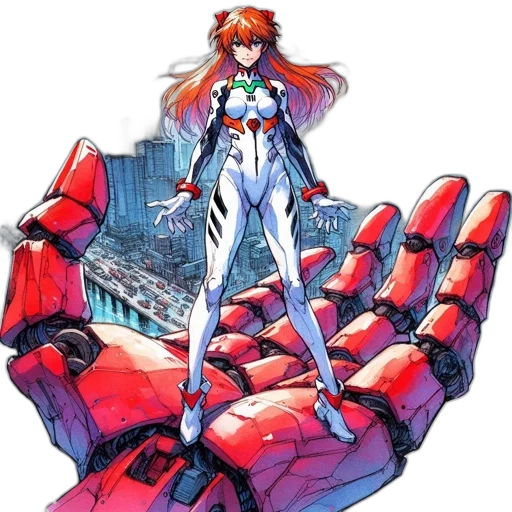 robot, weapon, concept art, comic book art, pixel art, anime, female, character transparent PNG cut-out