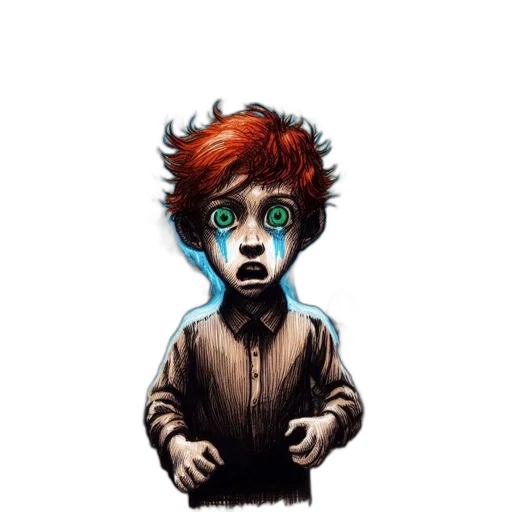 creature, comic book art, concept art, cartoon, pixel art, young, boy, vivid transparent PNG cut-out