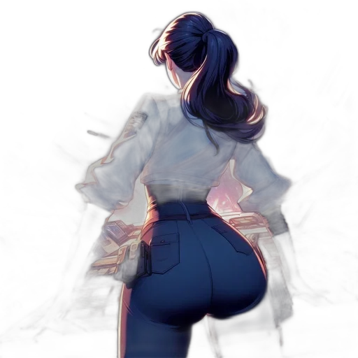 jacket, weapon, staff, dress, concept art, watercolor, comic book art, anime transparent PNG cut-out