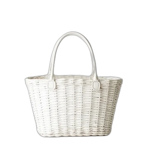 white, wicker, purse, handles transparent PNG cut-out