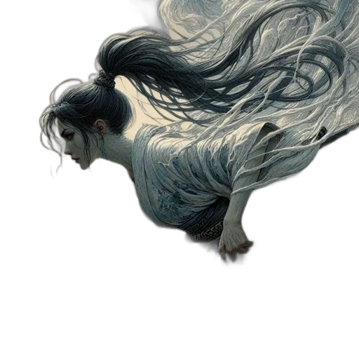 dragon, hair, creature, animal, concept art, photorealistic, fantasy art, watercolor transparent PNG cut-out