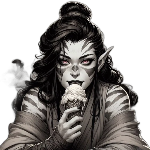 face, fantasy art, concept art, comic book art, photorealistic, monochrome, icy, treat transparent PNG cut-out