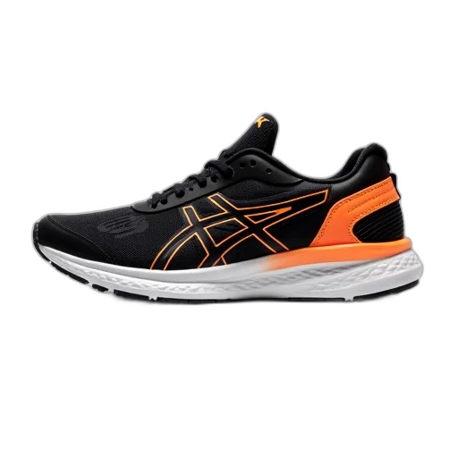 shoes, close-up, image, single, black, orange, running, shoe transparent PNG cut-out