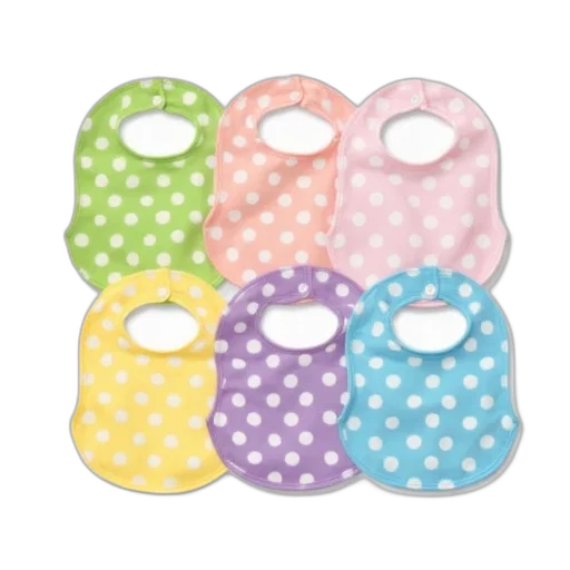 pastel, collection, colorful, polka, dot, baby, bibs, displayed transparent PNG cut-out