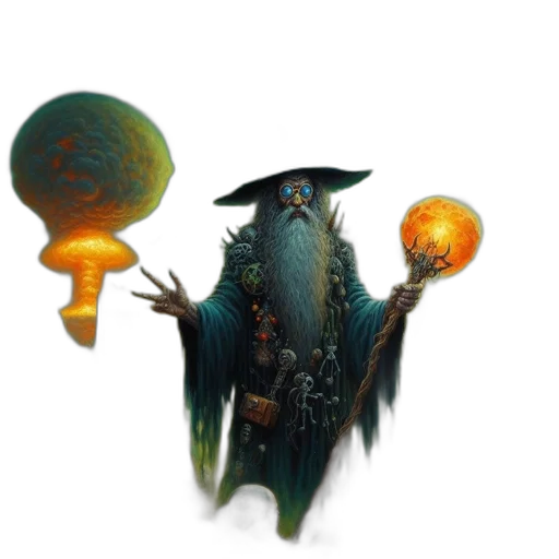 staff, dragon, creature, hat, concept art, fantasy art, 3d render, pixel art transparent PNG cut-out
