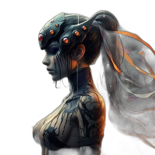 robot, mask, face, concept art, cyberpunk, fantasy art, comic book art, outer space transparent PNG cut-out