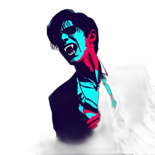 creature, mask, face, anime, comic book art, pixel art, vaporwave, neon lights transparent PNG cut-out