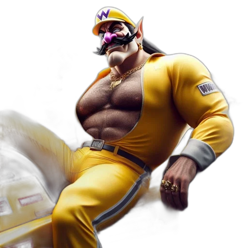 concept art, confident, racer, yellow, racing, suit, mustache, cap transparent PNG cut-out