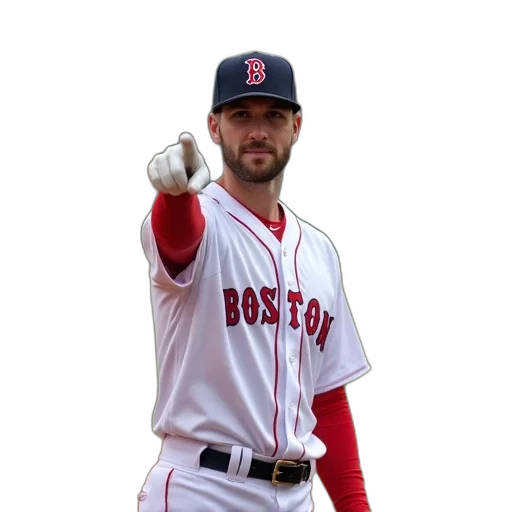baseball, player, boston, uniform, field, pointing, towards, camera transparent PNG cut-out