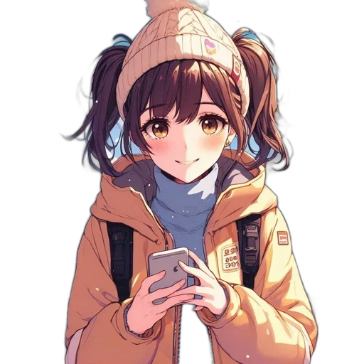 jacket, hat, face, staff, anime, pixel art, cartoon, concept art transparent PNG cut-out