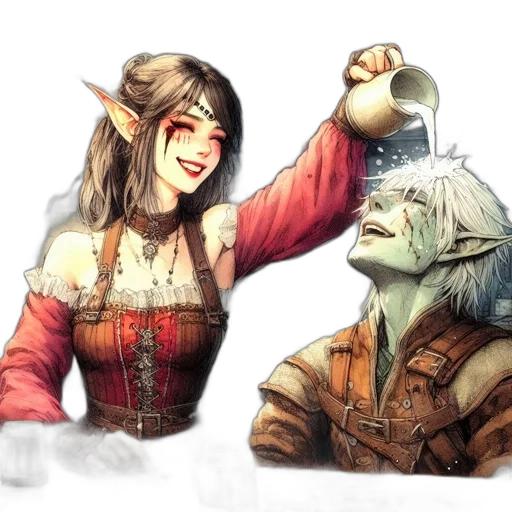 mask, fantasy art, concept art, watercolor, comic book art, fire, elf-like, woman transparent PNG cut-out