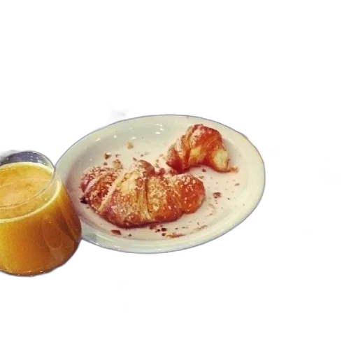 food, photorealistic, 3d render, breakfast, tray, two, croissants, orange transparent PNG cut-out