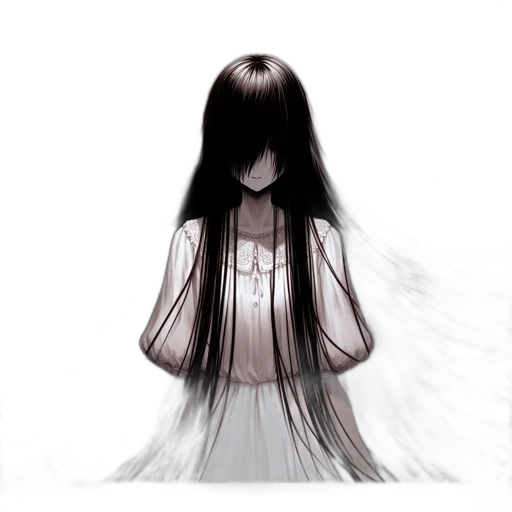 dress, hair, mask, creature, concept art, fantasy art, pixel art, anime transparent PNG cut-out