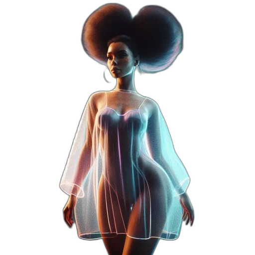dress, hair, crown, hat, concept art, 3d render, fantasy art, cyberpunk transparent PNG cut-out