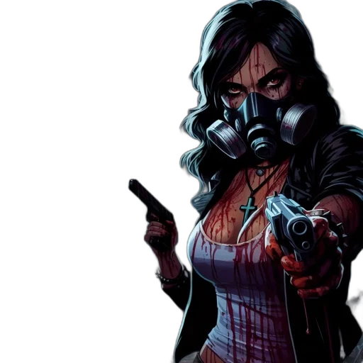 comic book art, concept art, cyberpunk, photorealistic, stormy, landscape, grimly, determined transparent PNG cut-out