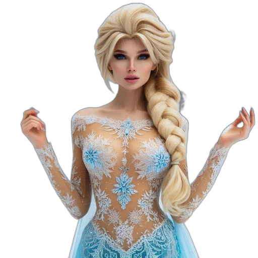 dress, fantasy art, 3d render, concept art, snow, frozen, themed, woman transparent PNG cut-out