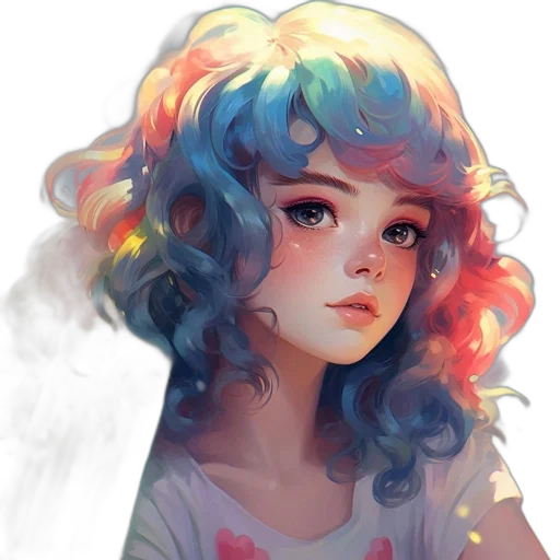 face, dress, crown, hair, watercolor, anime, fantasy art, concept art transparent PNG cut-out