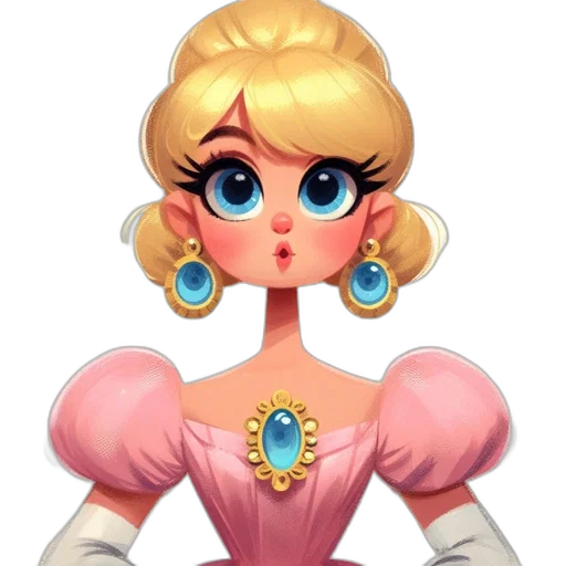 dress, crown, jewelry, face, concept art, 3d render, fantasy art, cartoon transparent PNG cut-out