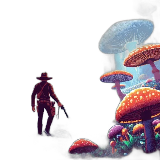 hat, umbrella, concept art, fantasy art, watercolor, pixel art, fog, outer space transparent PNG cut-out