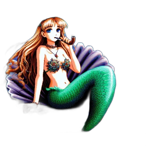 creature, jewelry, pixel art, fantasy art, 3d render, vaporwave, underwater, pixelated transparent PNG cut-out