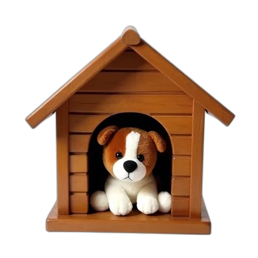 furniture, animal, 3d render, wooden, doghouse, brown, finish, small transparent PNG cut-out