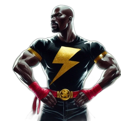 comic book art, concept art, fantasy art, cartoon, muscular, man, shimmering, golden transparent PNG cut-out