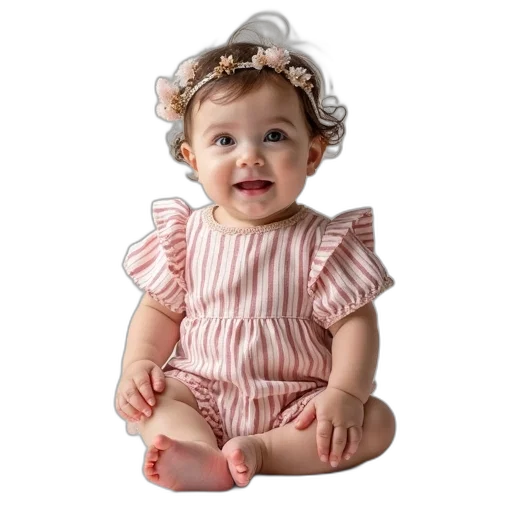 dress, face, photorealistic, baby, girls, stars, stripes, romper transparent PNG cut-out