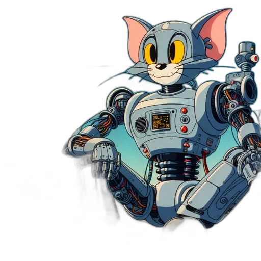 robot, weapon, jacket, concept art, cyberpunk, pixel art, 3d render, versions transparent PNG cut-out