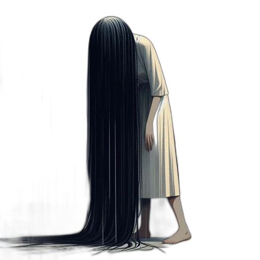 hair, dress, creature, mask, concept art, anime, pixel art, fantasy art transparent PNG cut-out
