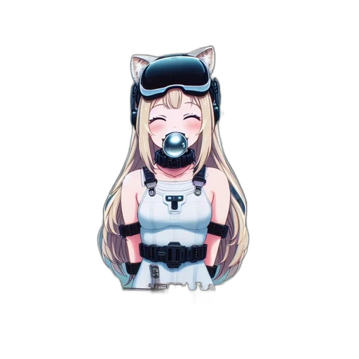 robot, mask, dress, face, anime, 3d render, cartoon, vaporwave transparent PNG cut-out