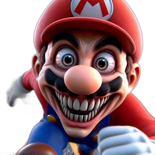 face, mask, creature, weapon, 3d render, concept art, photorealistic, mario transparent PNG cut-out
