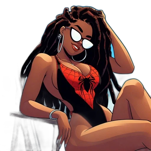 comic book art, cartoon, concept art, anime, animated, woman, relaxes, beach transparent PNG cut-out