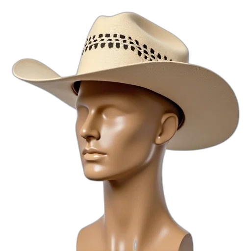hat, jewelry, 3d render, photorealistic, beige, cowboy, woven, design transparent PNG cut-out