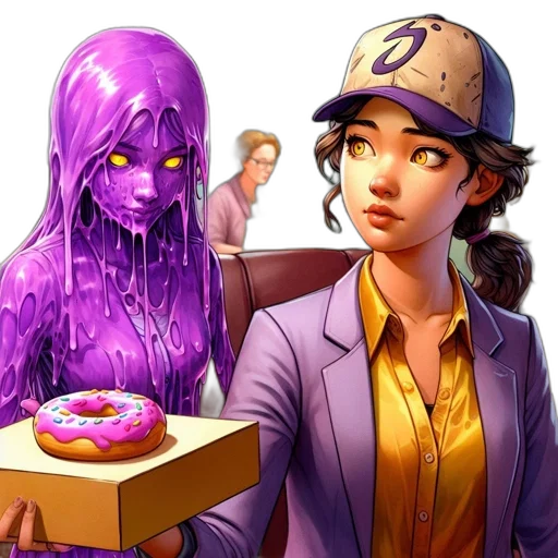 food, concept art, comic book art, fantasy art, pixel art, neon lights, office, setting transparent PNG cut-out