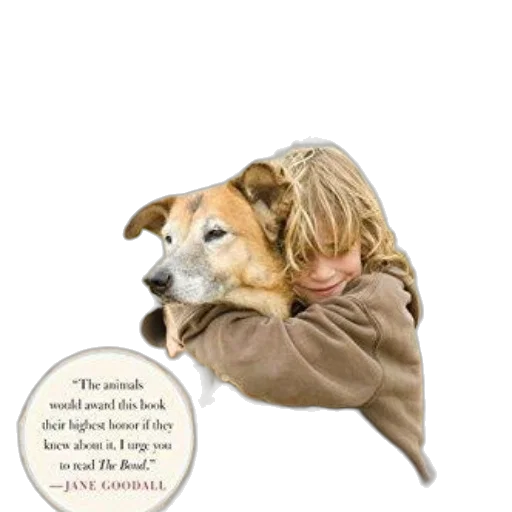 animal, jacket, creature, earth tones, book, cover, child, hugging transparent PNG cut-out