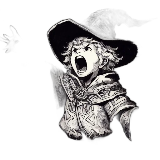 hat, face, mask, staff, concept art, comic book art, fantasy art, photorealistic transparent PNG cut-out