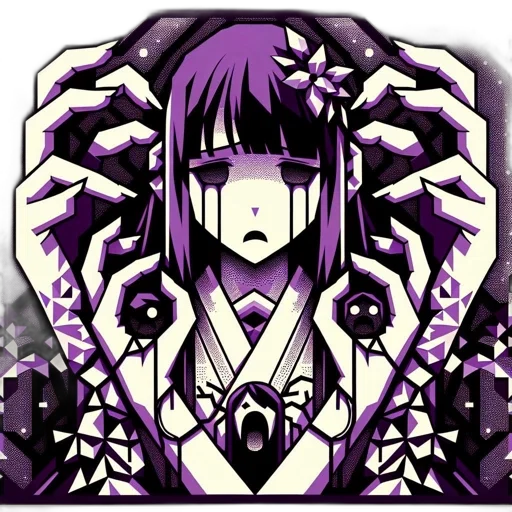 jewelry, anime, cyberpunk, pixel art, cartoon, monochrome, dark, woman transparent PNG cut-out