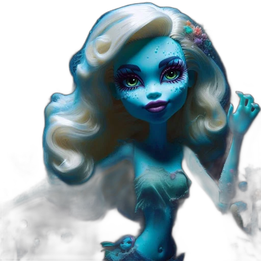 fantasy art, concept art, comic book art, photorealistic, underwater, blue, pastel, creature-inspired transparent PNG cut-out