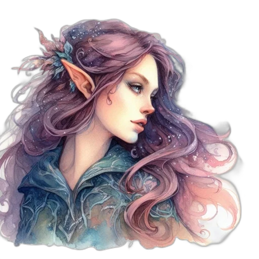 dragon, face, hair, jewelry, fantasy art, watercolor, concept art, photorealistic transparent PNG cut-out