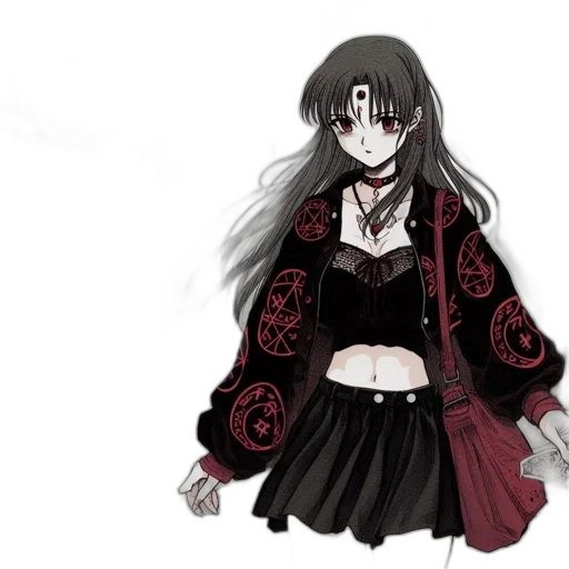dress, concept art, pixel art, fantasy art, anime, dark, monochrome, red transparent PNG cut-out