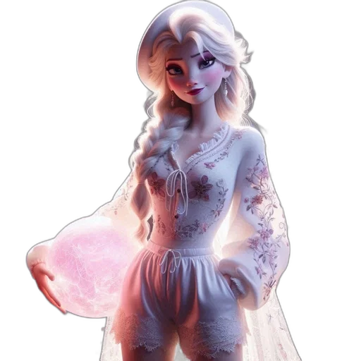 dress, concept art, 3d render, fantasy art, pastel, female, animated, character transparent PNG cut-out