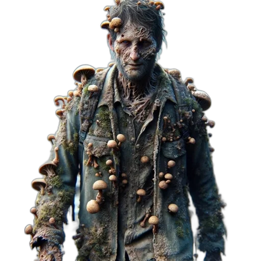 jacket, staff, face, creature, concept art, 3d render, photorealistic, fantasy art transparent PNG cut-out