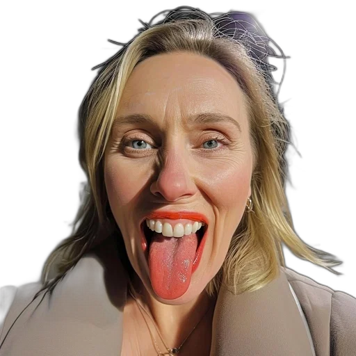 face, animal, creature, jacket, photorealistic, cartoon, woman, smiling transparent PNG cut-out